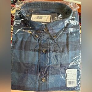 Vineyard Vines Men's Check Flannel Blue Plaid Shirt